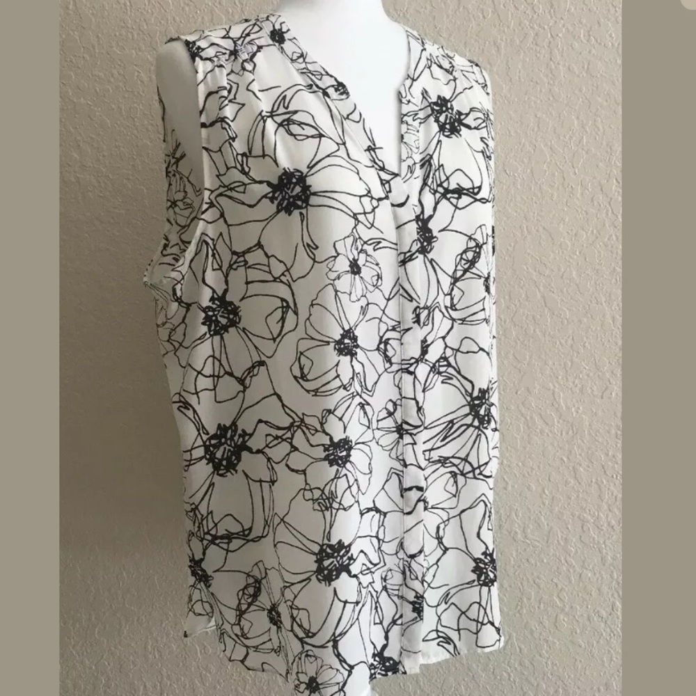 NYDJ Womens Blouse Large Button Front Pleated Back